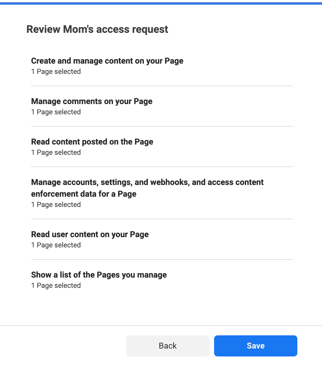 Graph API Explorer showing the Page permission set