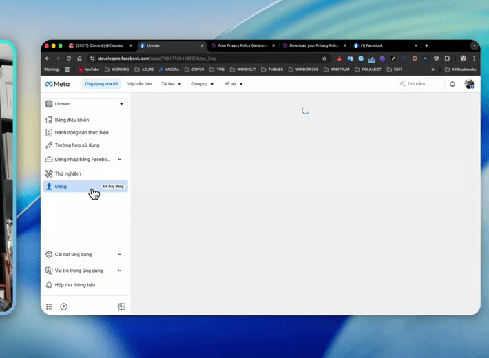 Publish section in Meta for Developers while the app is Unpublished