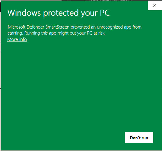 Windows SmartScreen protects the PC